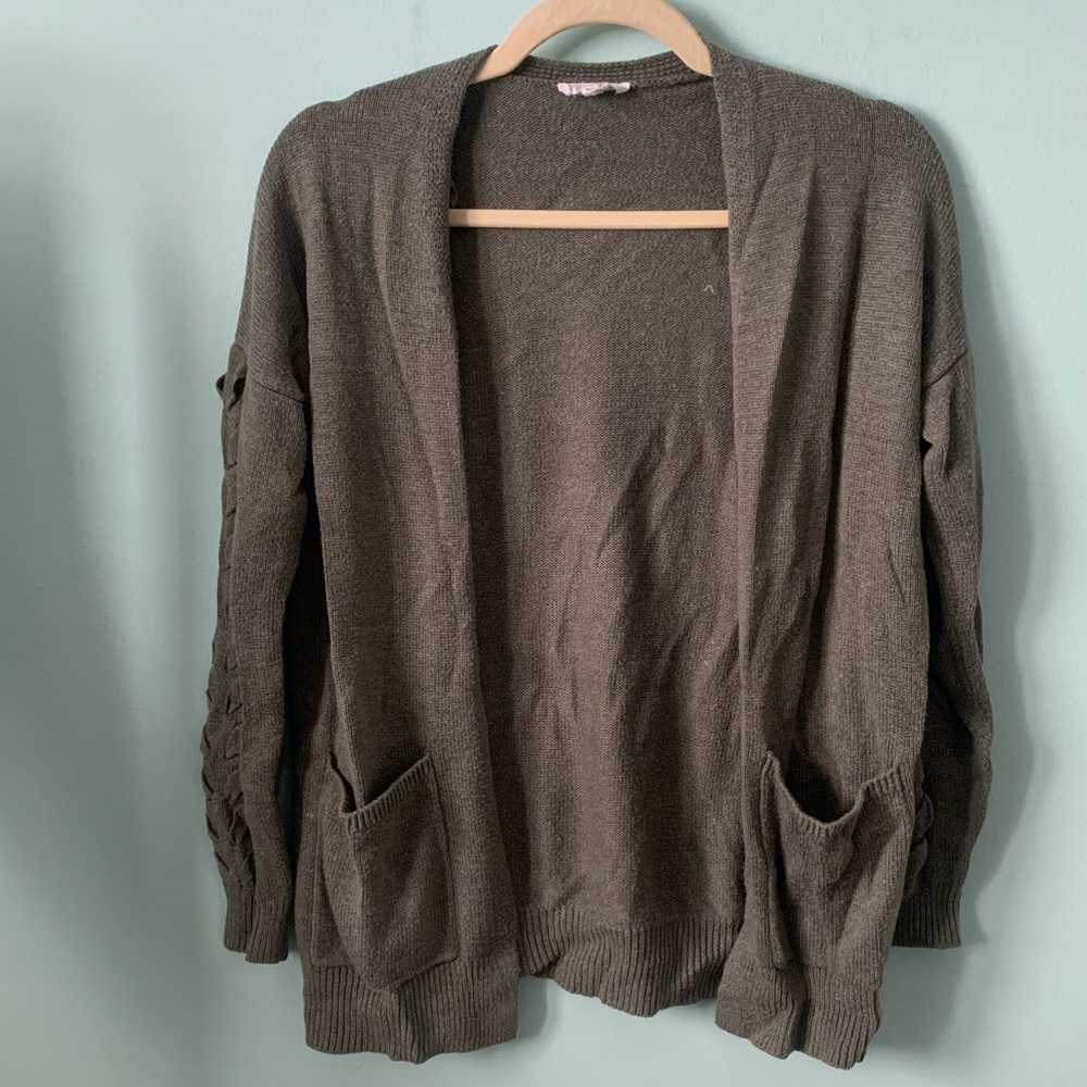 Army green knit cardigan